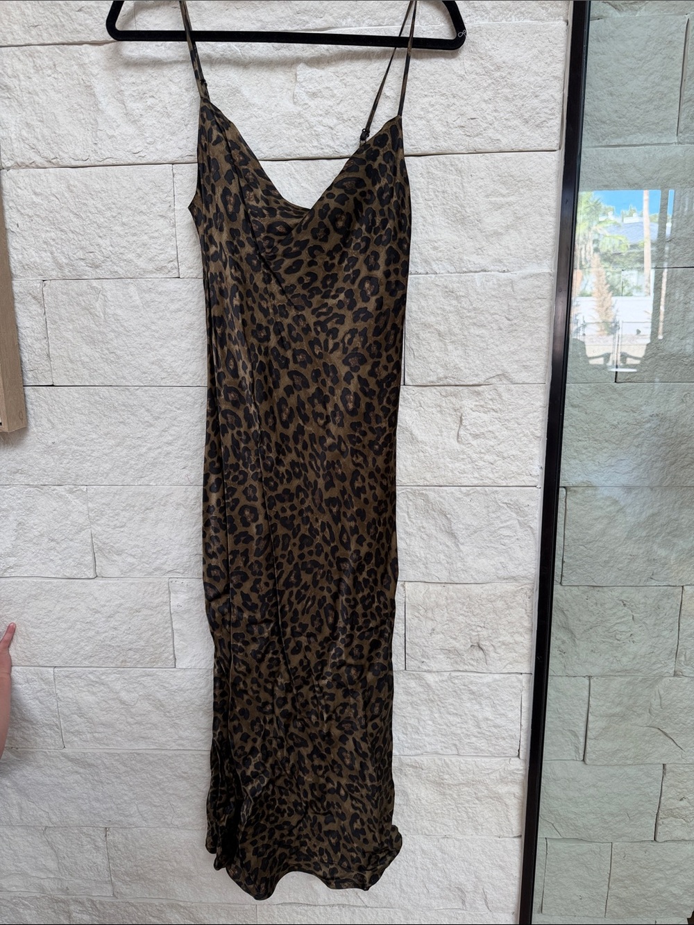 Zara Brown and Black Leopard Slip Maxi Dress